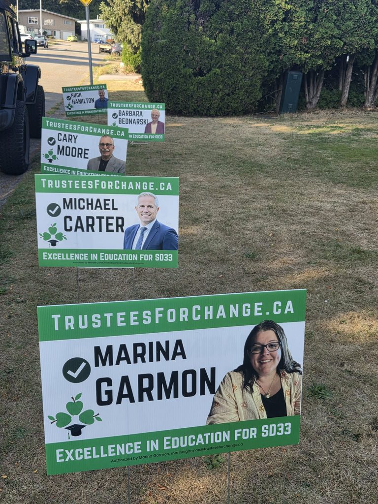 5 Trustees for Change candidate signs